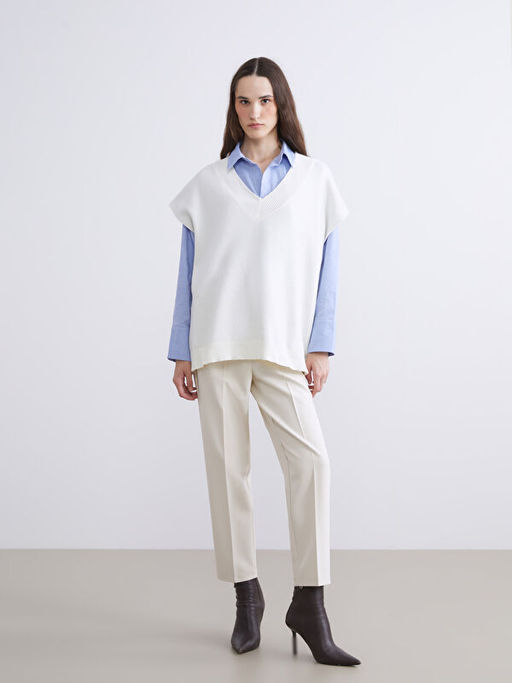 V Yaka Oversize Kad?n Triko S?veter