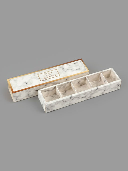 Цена за 5 шт. Коробка для конфет, кондитерская упаковка, 5 ячеек, «Мрамор», 5×21×3.3 см