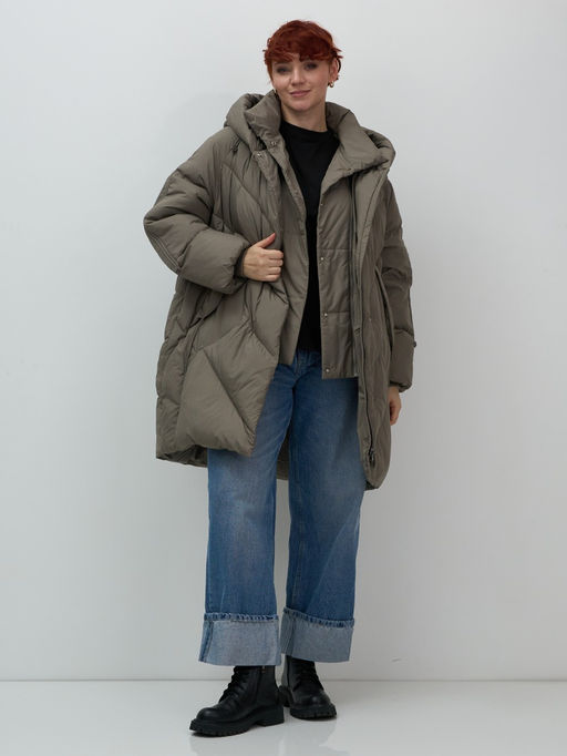 Пальто двубортная зимнее утепленное женское светло-коричневого цвета 7732SK - Visdeer фото 10