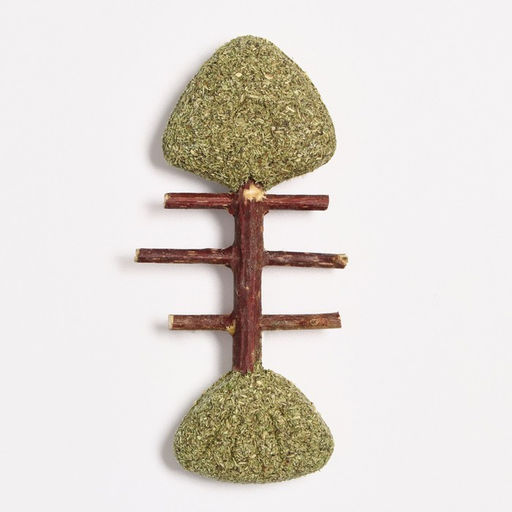 Игрушка для кошек из прессованной кошачьей мяты и скелетом из мататаби Рыбий остов, 8,5 см 90360 - Пижон фото 2