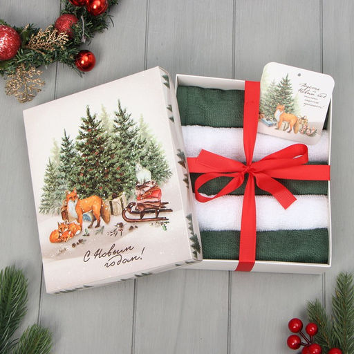 Набор махровых полотенец Этель Лесные жители 30?30 см - 5 шт., 100% хл, 340 г/м?