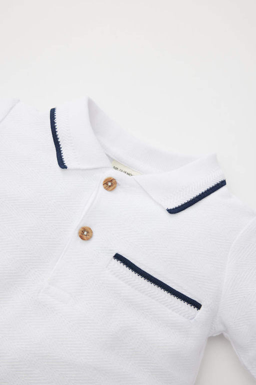 Футболка-поло с короткими рукавами для маленьких мальчиков - Defacto фото 2