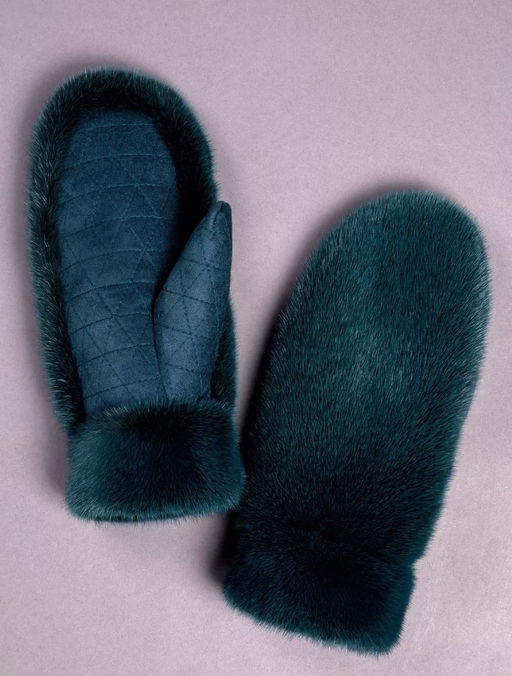 Рукавички норка замша изумруд - Davidovfox фото 9