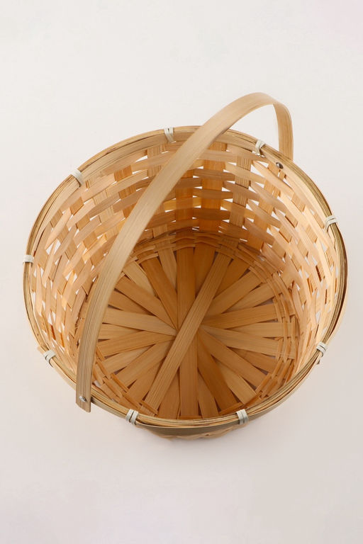 Корзина плетёная, 26×26×12 см, ручка h=18 см, бамбук, натуральный цвет
