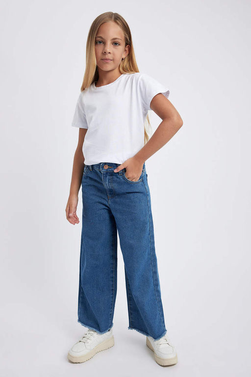 Широкие джинсовые брюки для девочек - Defacto фото 2