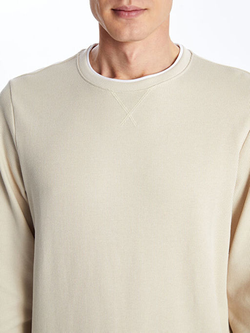 Bisiklet Yaka Uzun Kollu Erkek Sweatshirt