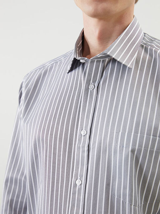 Regular Fit Uzun Kollu ?izgili Erkek G?mlek