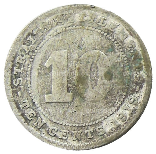 10 центов 1919 года Стрейтс Сетлментс