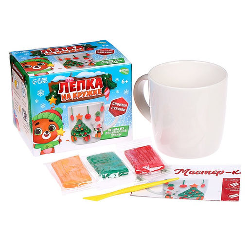 Декор кружки полимерной глиной Новый год! Ёлочка