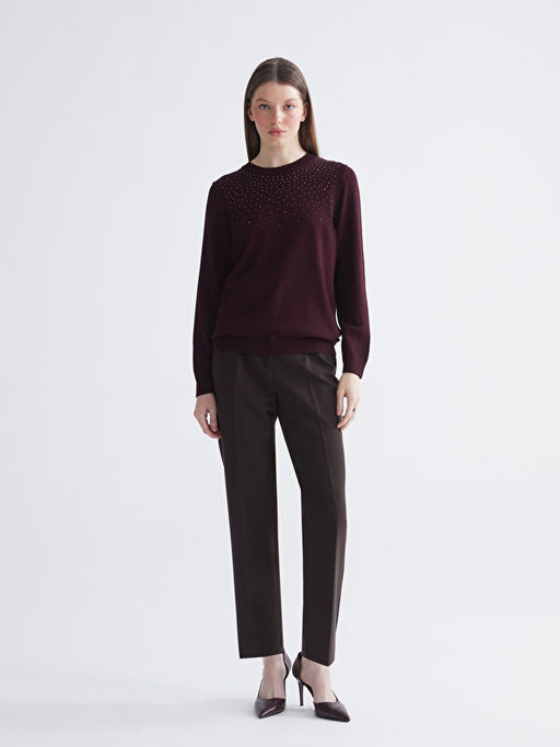 Bisiklet Yaka Ta?l? Kad?n Triko Kazak