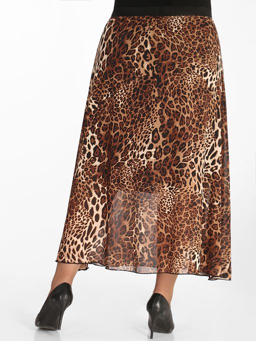 Юбка леопардовая длинная на резинке летняя - Almond фото 5