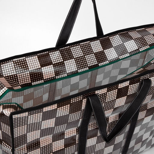 Сумка хозяйственная на молнии, 54 л, 60×20×45 см, коричневая/бежевая