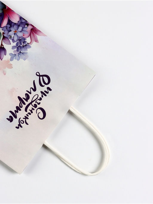 Цена за 3 шт. Пакет подарочный крафт, С 8 марта!, 18?8?25 см