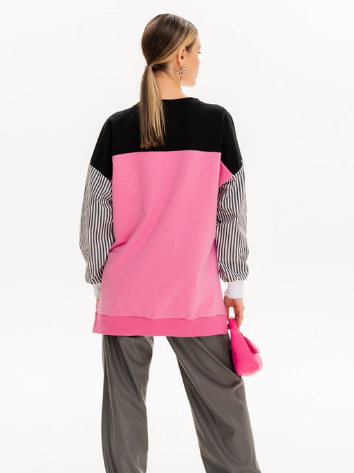 Свитшот с хлопковыми рукавами в полоску 90.2.3 - Sahar art lab фото 5