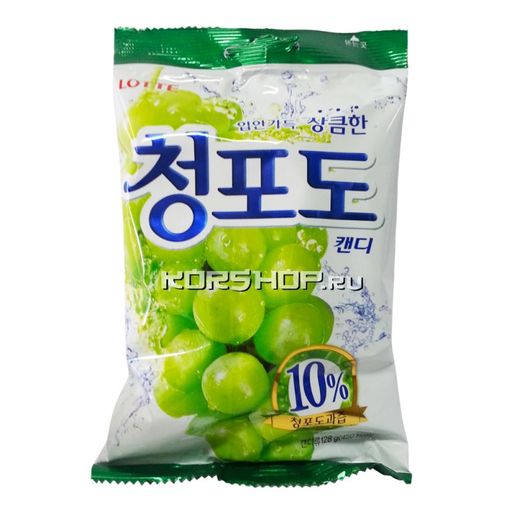 Леденцовая карамель Зелёный виноград Green Grape Lotte, Корея, 153 г Акция