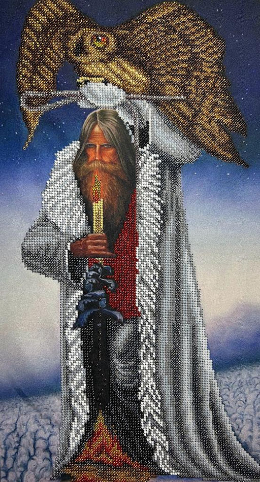 Рисунок на ткани КОНЁК арт. 1468 Человек с филином 25х45 см