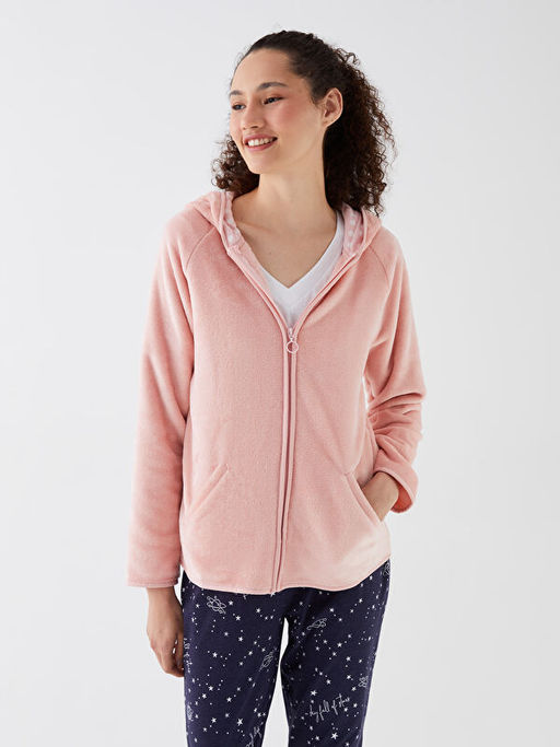 Kap??onlu D?z Uzun Kollu Kad?n Pel?? Pijama ?st