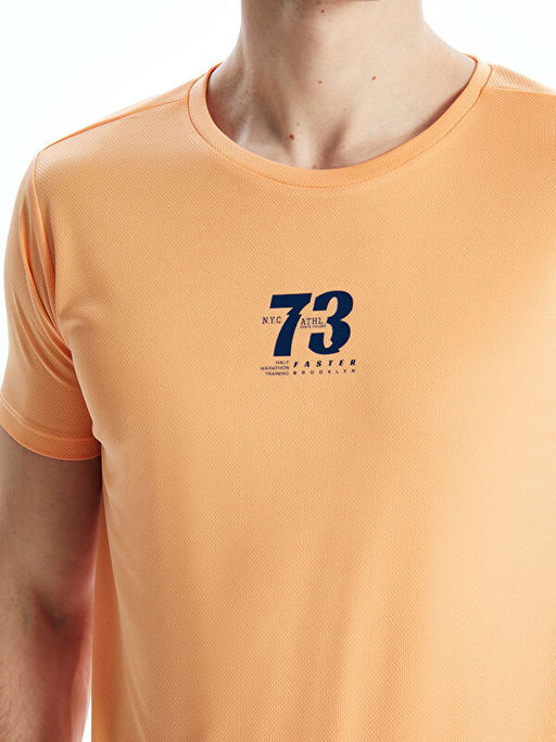 Bisiklet Yaka K?sa Kollu Bask?l? Erkek Ti??rt