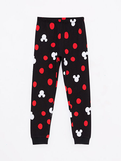 Bisiklet Yaka Minnie ve Mickey Mouse Bask?l? Y?lba?? Temal? Uzun Kollu K?z ?ocuk Pijama Tak?m? - Waikiki фото 3