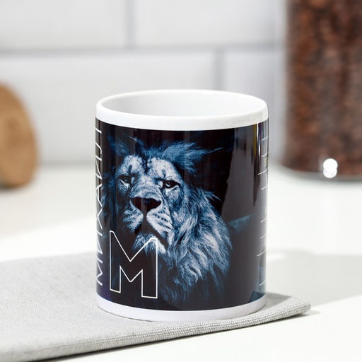 Кружка сублимация Михаил лев, синяя, 320 мл, с нанесением - Дарим красиво фото 2