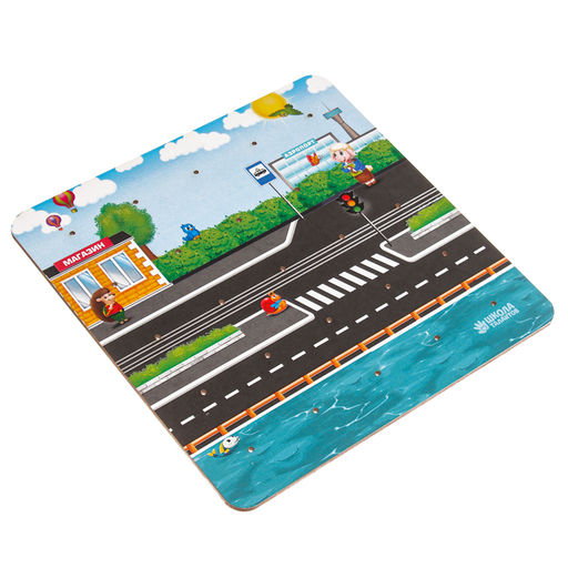 Настольная игра. Геоборд с доп. элементами Машинки 20х20 см - Лесная мастерская фото 12