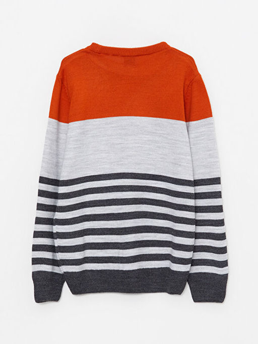 Bisiklet Yaka Renk Bloklu Uzun Kollu Erkek ?ocuk Triko Kazak - Waikiki фото 2