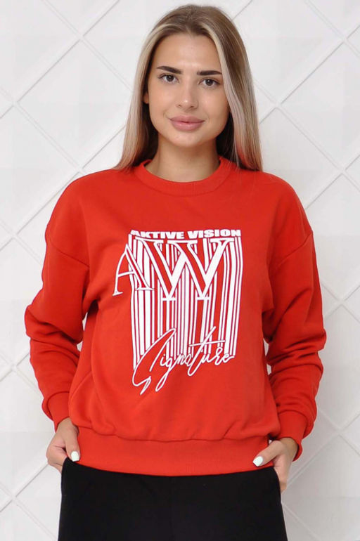 Арт. 1595 Свитшот женский 44-52 (5 шт) Цвет:красный