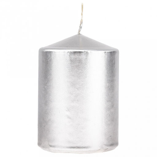 Свеча "Столбик" д6см, h8,5см, серебряный, время горения 12ч, 188гр (Россия)