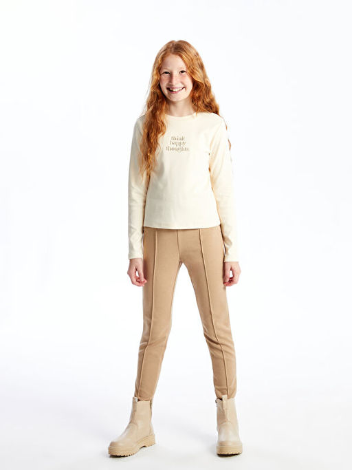 Bisiklet Yaka Nak??l? Uzun Kollu K?z ?ocuk Ti??rt