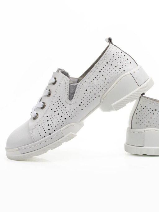 03-YB13-2 WHITE Полуботинки летние женские (натуральная кожа)