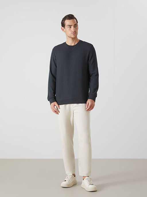 Bisiklet Yaka Uzun Kollu Erkek Sweatshirt