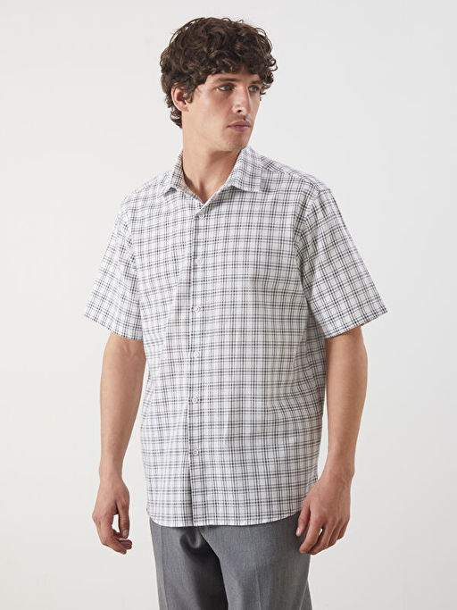 Regular Fit K?sa Kollu Ekose Erkek G?mlek