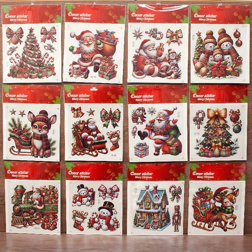 Наклейка объемная силикон. 19*25см "Новогодняя тематика" (XC-01-12) 12 видов в ассорт.