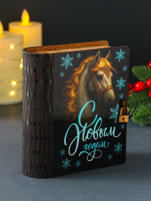 Новогодняя шкатулка-книга "Снежинки" 14х12х5 см