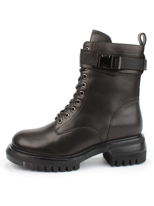 04-M2-592 BLACK Ботинки зимние женские (натуральная кожа, натуральный мех)