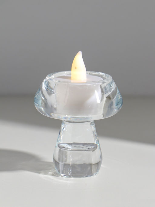 Цена за 2 шт. Стеклянный подсвечник на 1 свечу «Тюльпан на ножке», прозрачный, d=2.5 см, 6×6×7.5 см