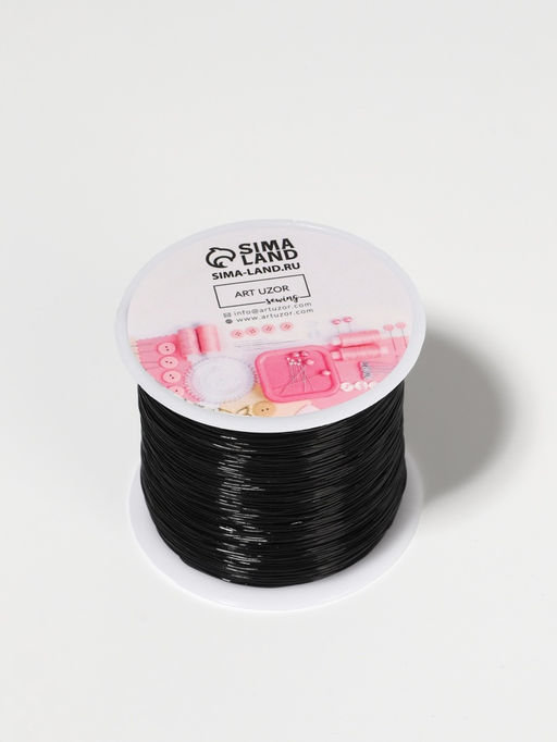 Цена за 3 шт. Нить для плетения, эластичная, 100±1 м, d=0.4 мм, чёрная