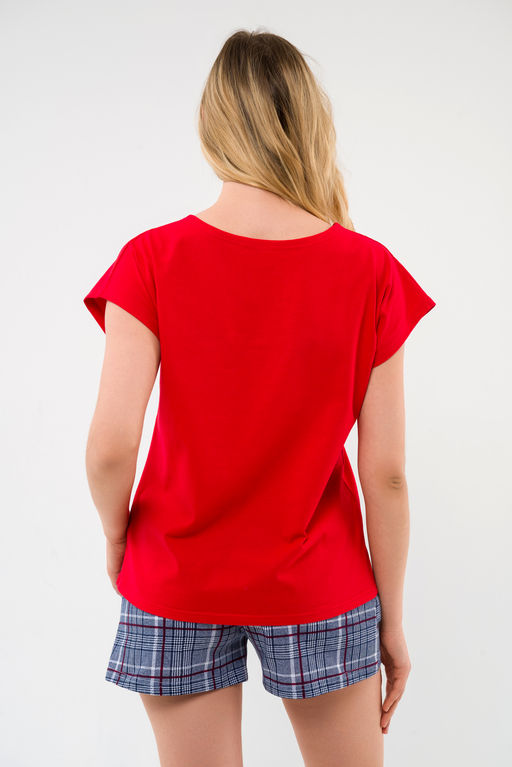 Пижама женская из футболки и шорт из кулирки Алиса красный - Амадэль фото 11