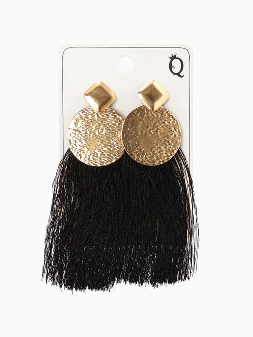 Серьги ассорти Кисти хинди, цвет чёрный в золоте, L кисти 6.5 см