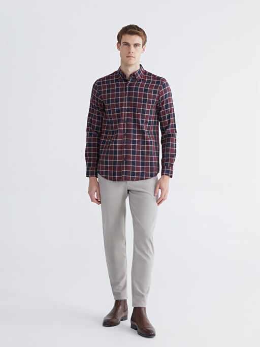 Uzun Kollu Ekose Desenli Erkek G?mlek