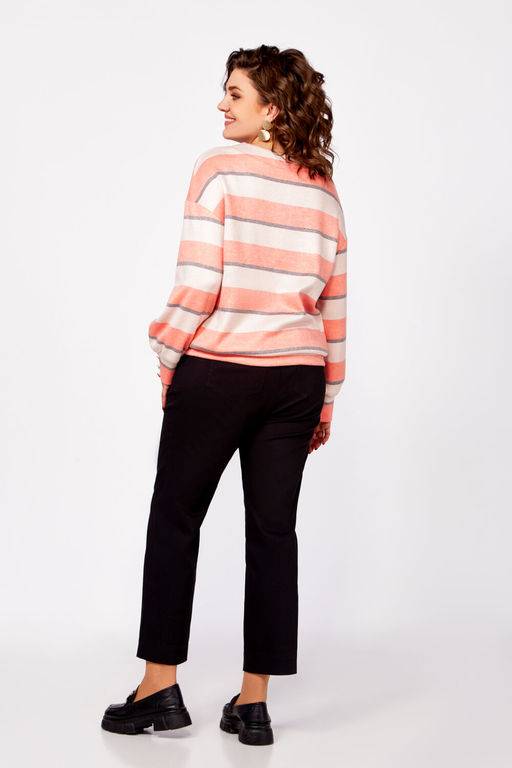 Джемпер Swallow 800.4 кремово-бежево-серо-лососевая полоска  фото 2