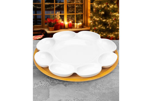 Тарелка д/фарш. яиц 23*23*1,5 см Айсберг + бамбук. подставка - Elan gallery фото 5