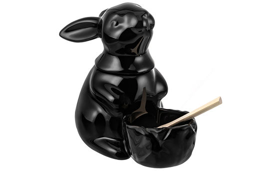 Банка для сыпучих Elan Gallery Заяц 400 мл фарфор черная с ложкой  фото 21