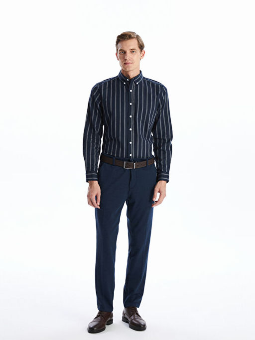 Regular Fit Uzun Kollu ?izgili Erkek G?mlek