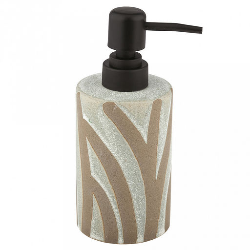 Набор для ванной "Шале" 4 предмета: дозатор для мыла 380мл, д7см, h17см; мыльница д10,4см, h3см; стакан 310мл, д6,8см, h11см - 2шт, фурнитура пластик, керамика шамот, бежево-оливковый, в коробке (Китай)