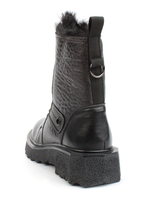 04-YPM5827A BLACK Ботинки зимние женские (натуральная кожа, натуральный мех)