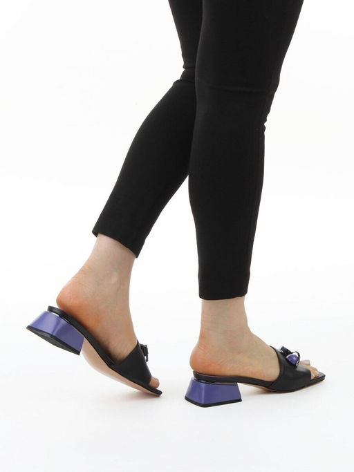 08-HLP1035-28 BLACK/VIOLET Босоножки женские (натуральная кожа)