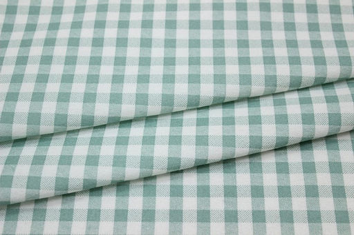 Теплый хлопок Клетка (0.7*0.7см) цв.мятная дымка/белый, ш.1.48м, хлопок-100%, 160гр/м.кв - Купава фото 5