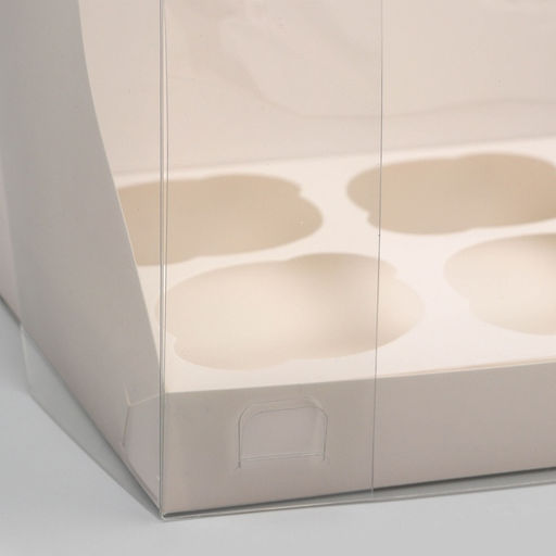 Цена за 2 шт. Коробка для 6 капкейков, белая 23.5×16×14 см