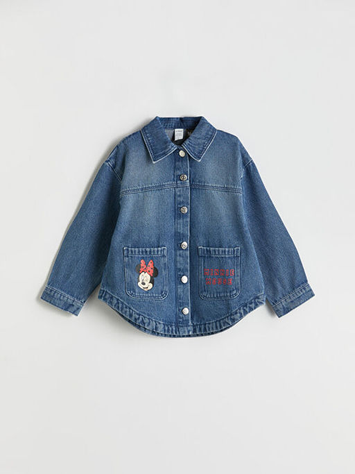 Minnie Mouse Bask?l? K?z ?ocuk Jean Ceket